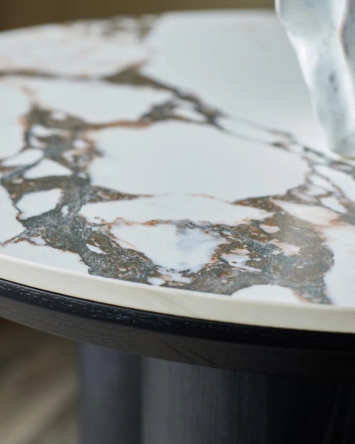 Lena White Calacatta Ceramic Side Table