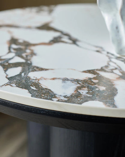 Lena White Calacatta Ceramic Side Table