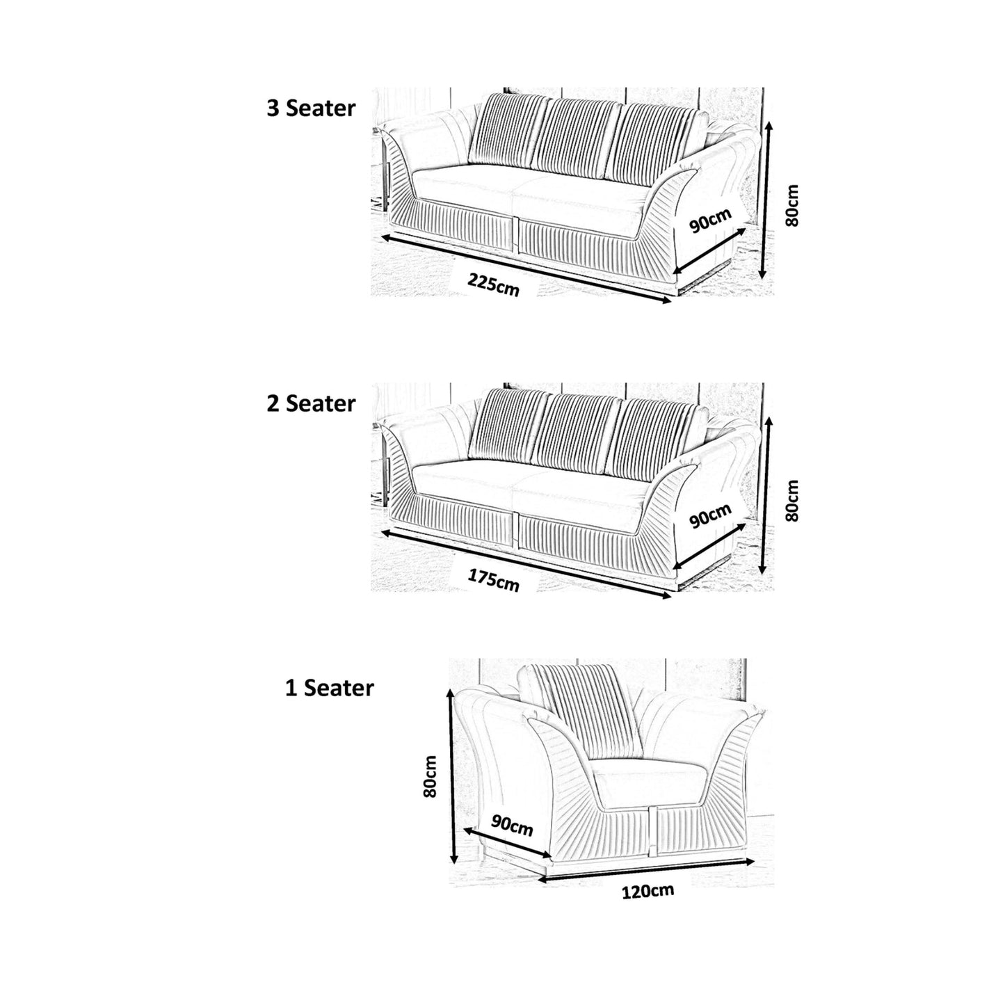 Gadarif Sofa Set in Luxury Grey Velvet