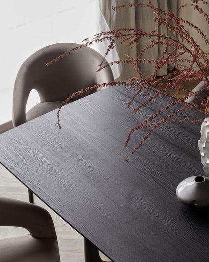 Orlan 8 Seater Fixed Dining Table Black Ash