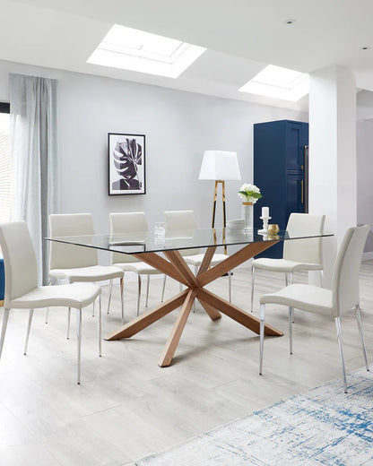 Otter Clear Glass And Walnut 8 Seater Dining Table