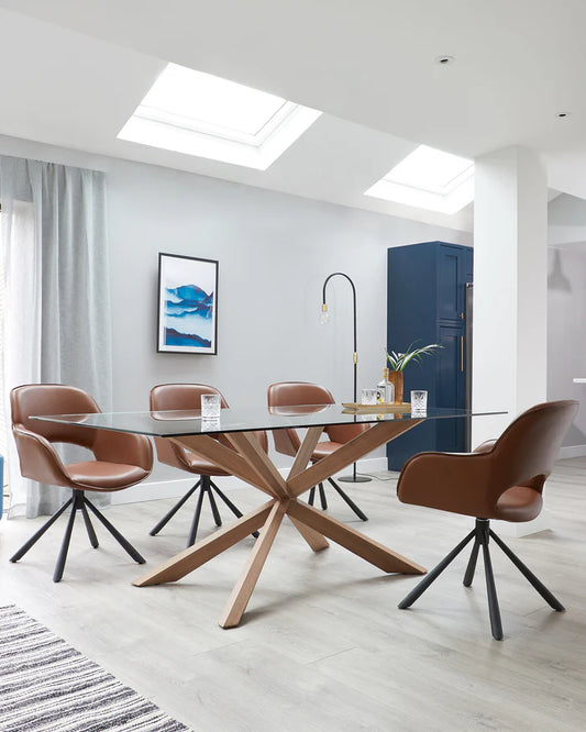 Otter Clear Glass And Walnut 8 Seater Dining Table
