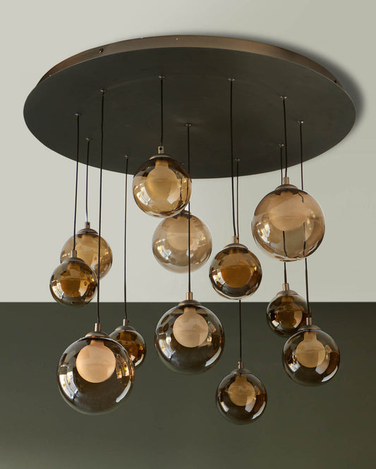 Riley Glass 12 LED Light Adjustable Drop Pendant