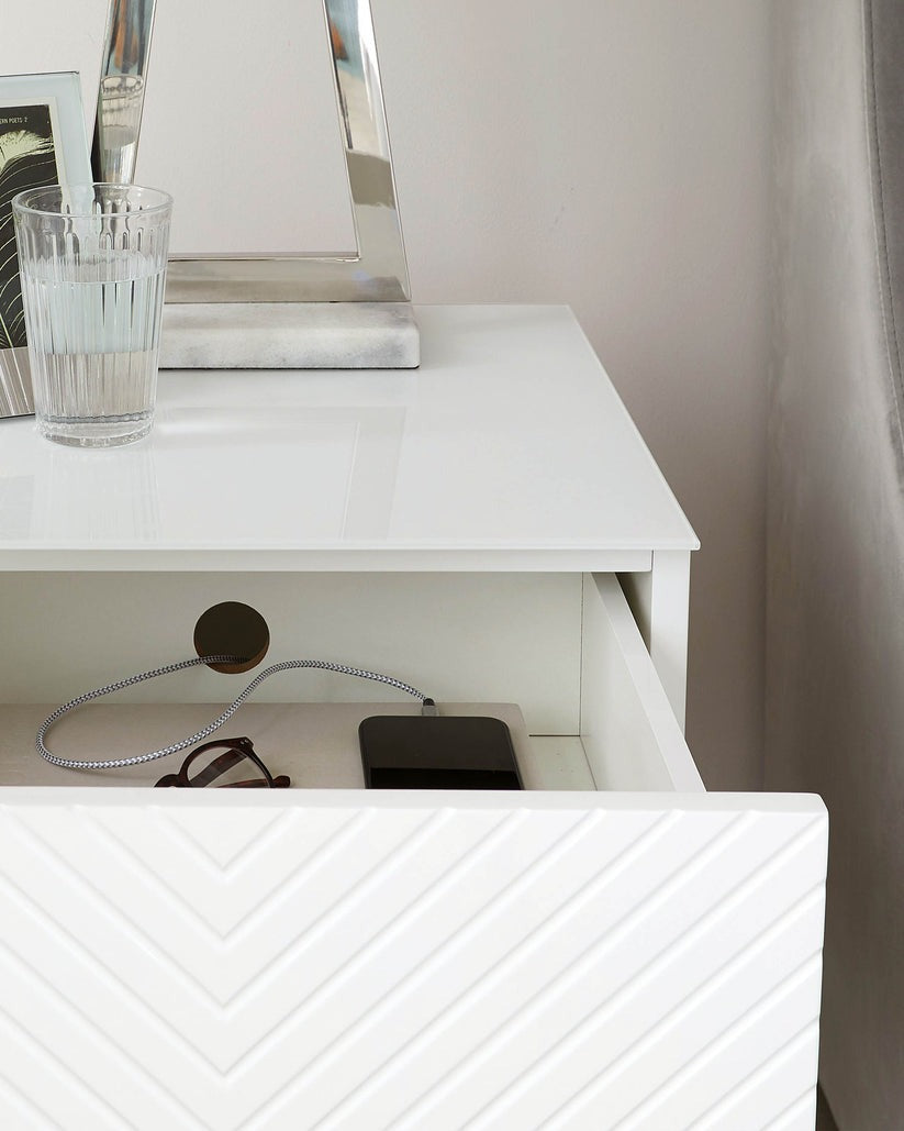 Noah White And Brass 2 Drawer Bedside Table