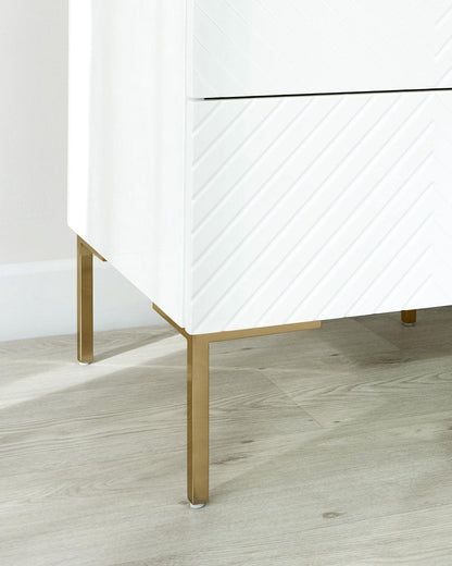 Noah White And Brass 2 Drawer Bedside Table