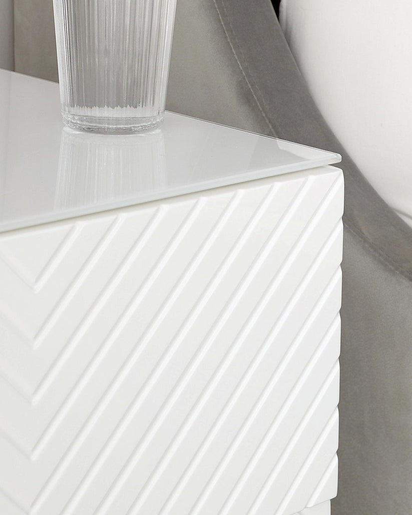 Noah White And Brass 2 Drawer Bedside Table