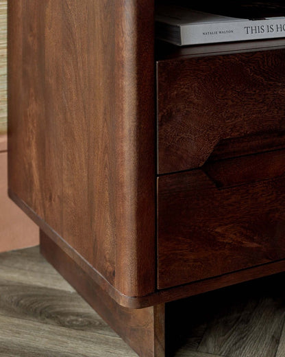 Bryce Dark Mango Wood 2 drawer Bedside Table