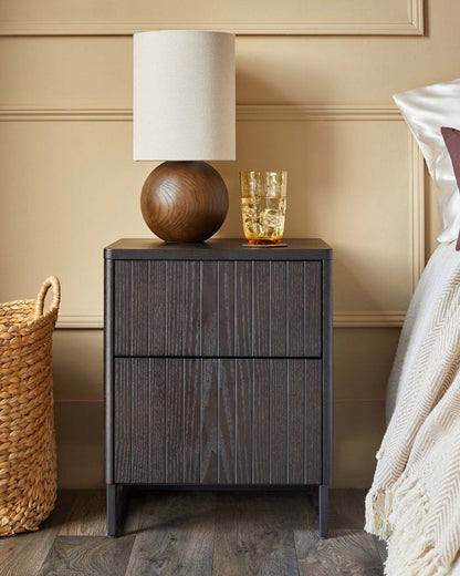Toronto Dark Ash 2 Drawer Bedside Table