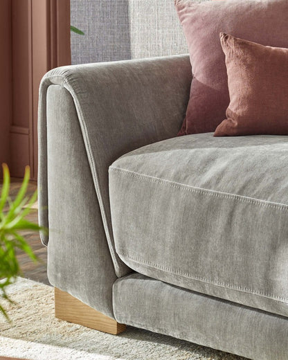Saige Mid Grey Fabric Armchair With Natural Wood Legs