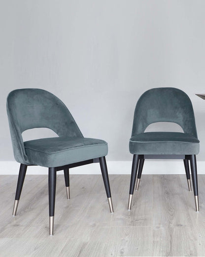 Clover Blue Grey Velvet Dining Chair - 2 Set