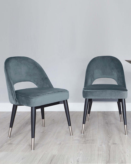Clover Blue Grey Velvet Dining Chair - 2 Set