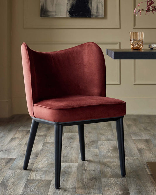 Evelyn Toffee Red Velvet Dining Chair
