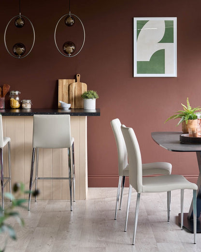 Elise Faux & Chrome Leather Dining Chair - 2 Set