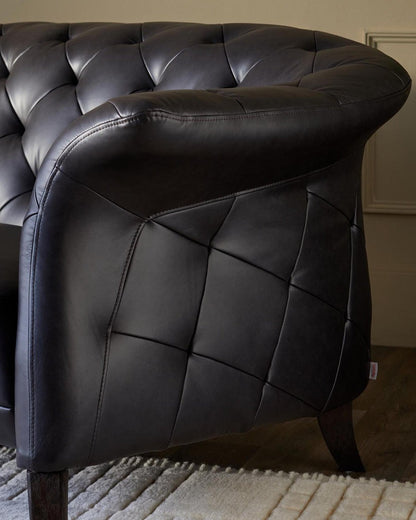 Luxe Modern Leather And Dark Wood Leg Armchair