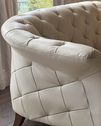 Luxe Modern Leather And Dark Wood Leg Armchair