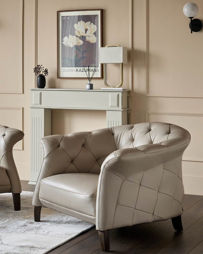 Luxe Modern Leather And Dark Wood Leg Armchair