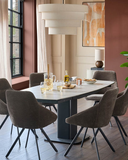 Cleo Mocha Fabric Swivel Dining Chair