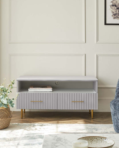 Albury Light Grey Compact TV Unit with Brass