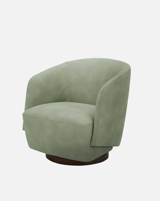 Natalia Sage Green Faux Leather Swivel Accent Chair