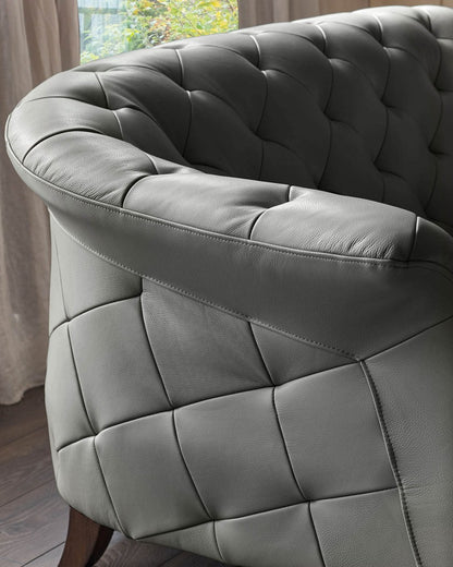 Luxe Modern Leather And Dark Wood Leg Armchair
