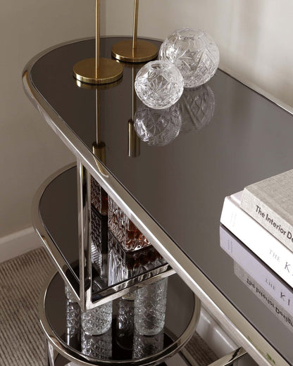 Monroe Smoked Mirror & Stainless Steel Console Table