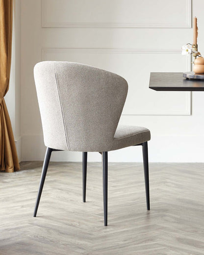 Harper Boucle Black Metal Dining Chair - 2 Set