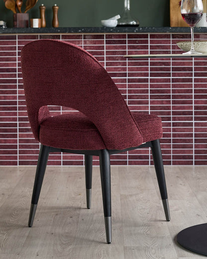 Clover Berry Red Chunky Fabric Dining Chair - 2 Set