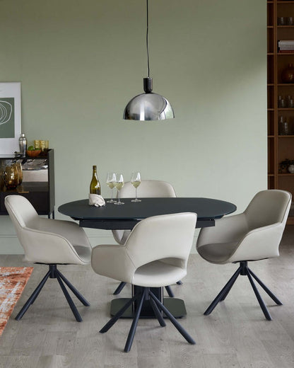 Marlow Faux Leather Swivel Dining Armchair - 2 Set
