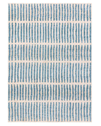 Raine Cream And Blue Eextured Large Rug