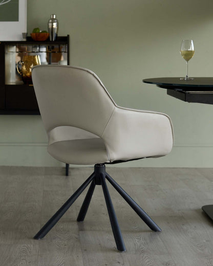 Marlow Faux Leather Swivel Dining Armchair - 2 Set
