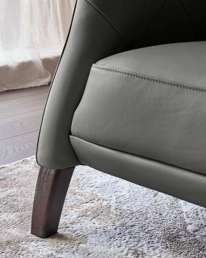 Luxe Modern Leather And Dark Wood Leg Armchair