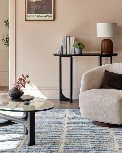 Raine Cream And Blue Eextured Large Rug