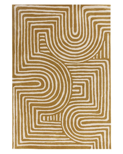 Abstract Swirl Ochre Wool Medium Rug