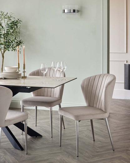 Harper Plush Velvet Stainless Steel Dining Chair - 2 Set