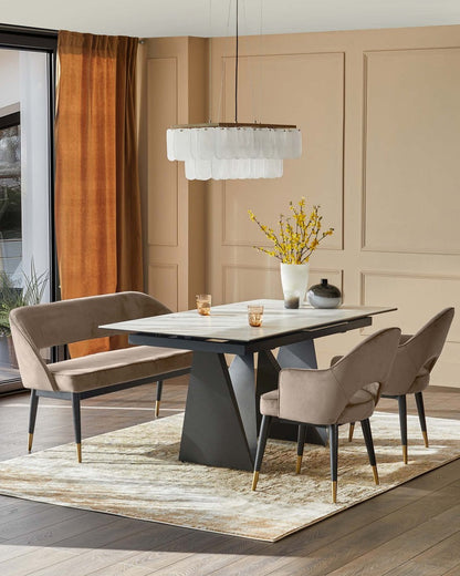 Clover Velvet & Brushed Brass Dining Armchair