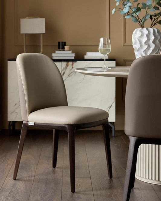 Emerson Natural & Mocha Leather Dining Chair - 2 Set