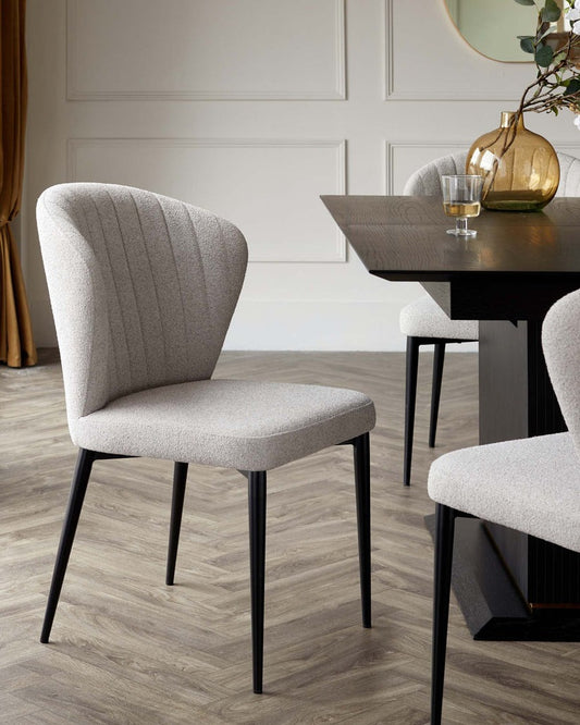 Harper Boucle Black Metal Dining Chair - 2 Set