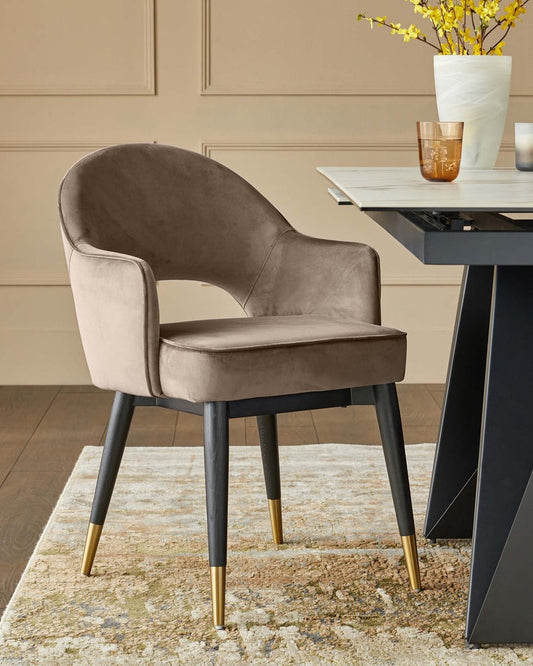 Clover Velvet & Brushed Brass Dining Armchair
