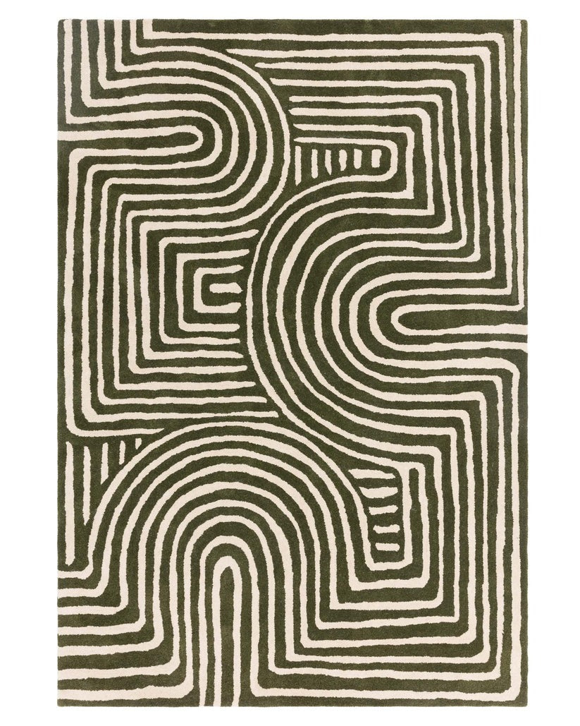 Abstract Swirl Ochre Wool Medium Rug