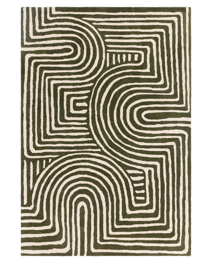 Abstract Swirl Ochre Wool Medium Rug