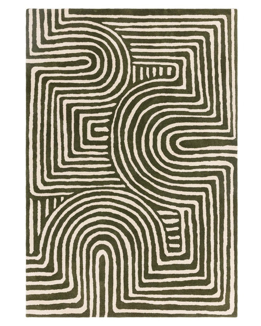 Abstract Swirl Ochre Wool Medium Rug
