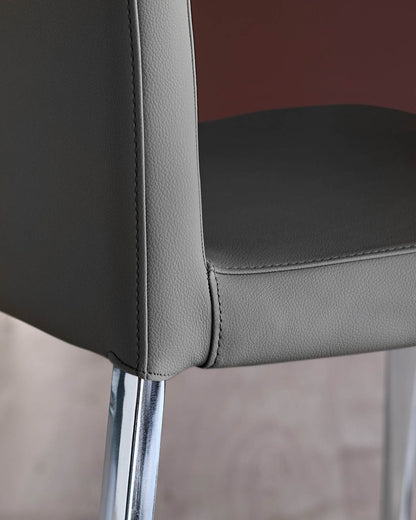 Elise Faux & Chrome Leather Dining Chair - 2 Set