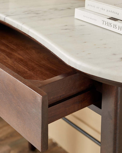 Reagan Dark Mango Wood Marble Top Dressing Table