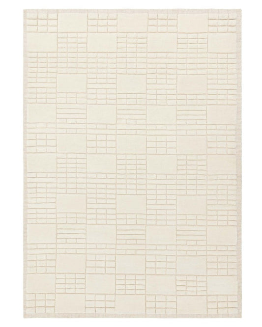 Mosaic Cream Sculpted Wool Large Rug
