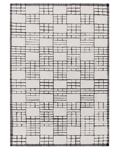 Mosaic Cream Sculpted Wool Large Rug