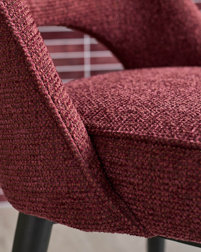 Clover Berry Red Chunky Fabric Dining Chair - 2 Set