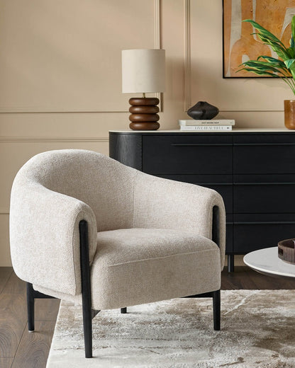Tristan Fabric Accent Chair with Black Wood