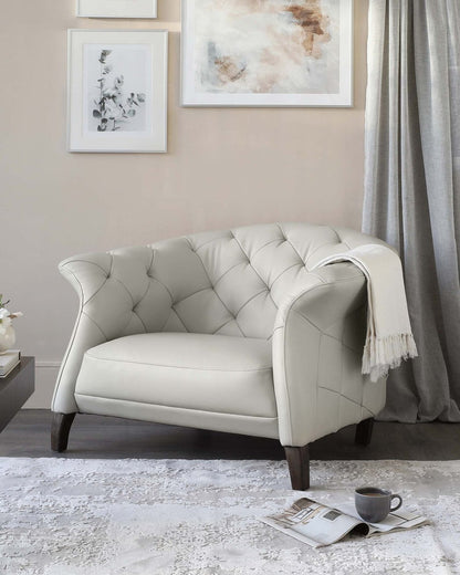 Luxe Modern Leather And Dark Wood Leg Armchair