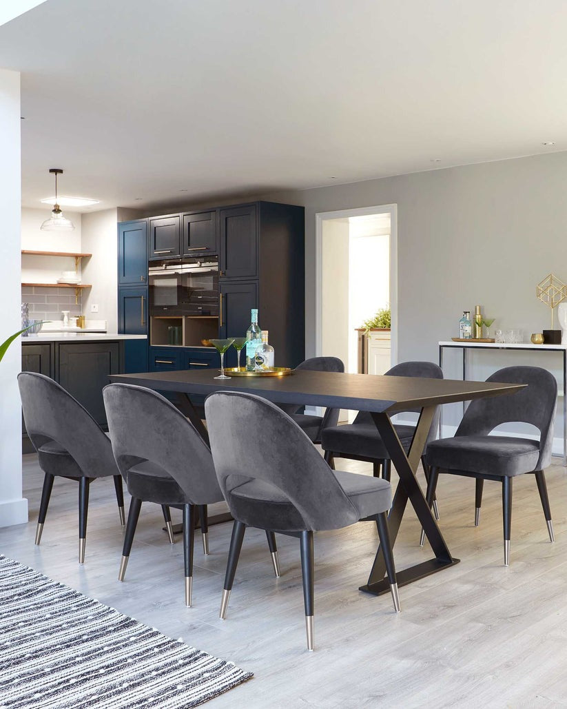 Clover Velvet Stainless Steel Dining Chair - 2 Set