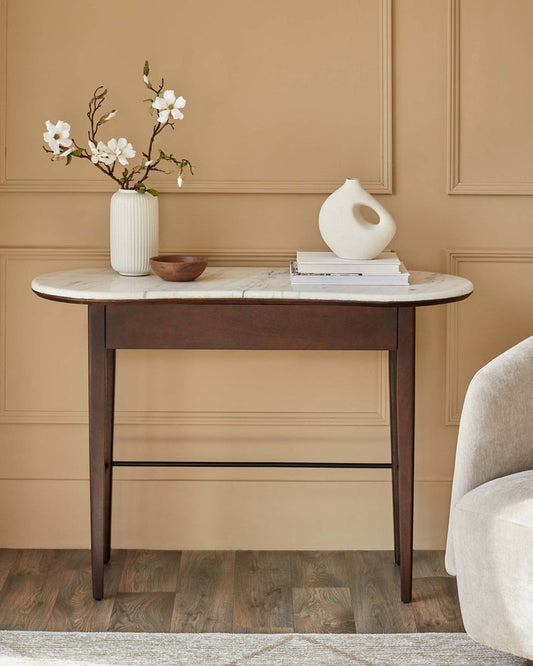 Reagan Dark Mango Wood Marble Top Dressing Table